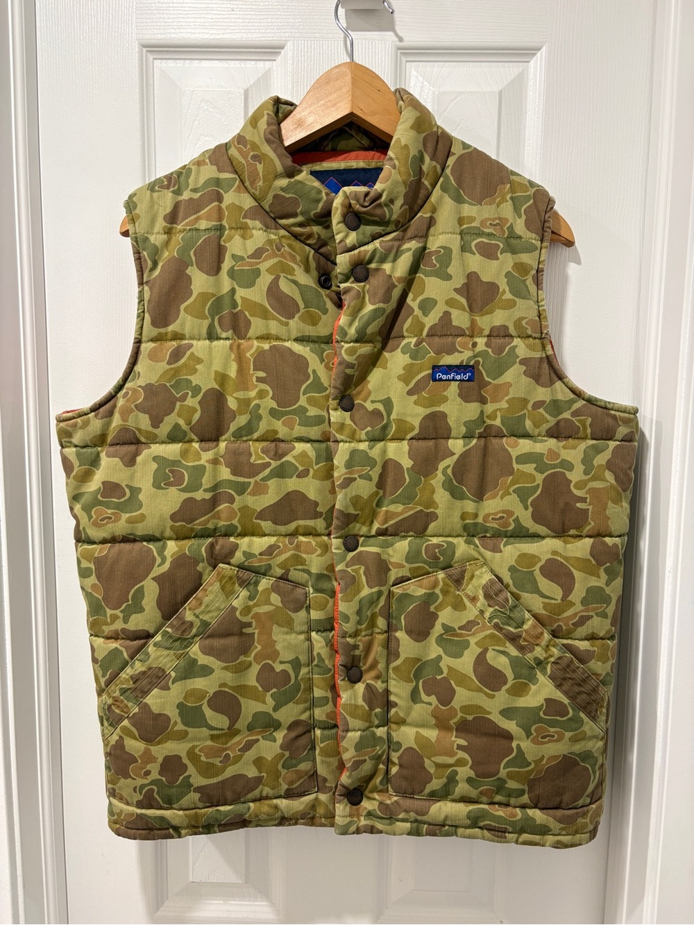 Penfield Camouflage Quilted Vest Green orange men’s large